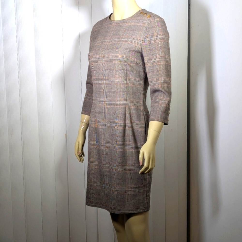 H&M Brown Plaid Fitted Dress Size 6 - Picture 3 of 9